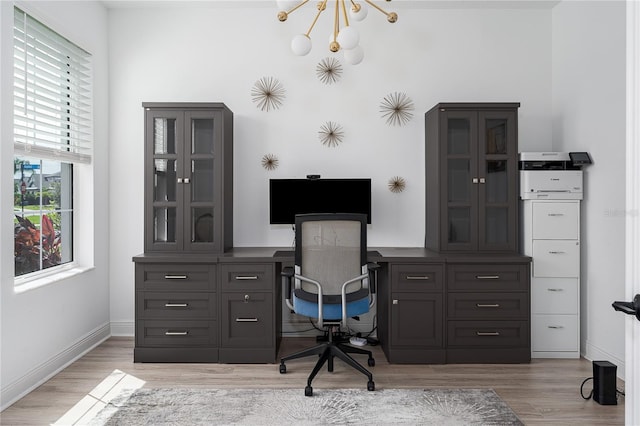 5651 Trevesta Pl, Palmetto, FL 34221 - office space with light wood finished floors and a chandelier