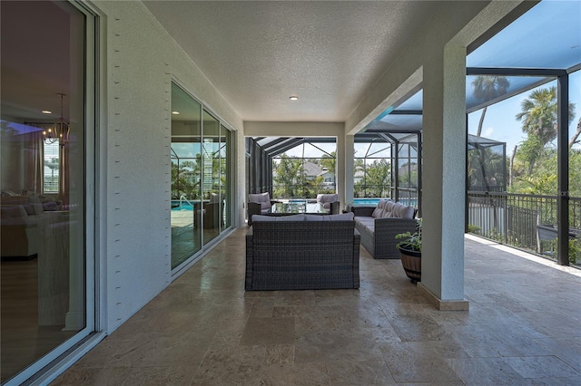 5651 Trevesta Pl, Palmetto, FL 34221 - view of patio featuring outdoor lounge area and a lanai