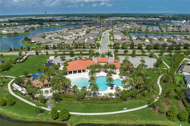 5651 Trevesta Pl, Palmetto, FL 34221 - aerial overview of property's location with nearby suburban area and a large body of water