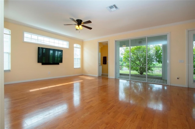 6307 Laurel Creek Trl, Ellenton, FL 34222 - spare room with ornamental molding, a ceiling fan, wood finished floors, and baseboards