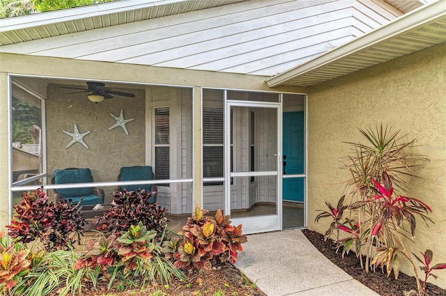 4115 2nd Ave NW, Bradenton, FL 34209 - view of exterior entry featuring stucco siding and ceiling fan
