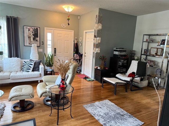 817 Tallgrass Ln, Bradenton, FL 34212 - living room featuring wood finished floors and a textured ceiling
