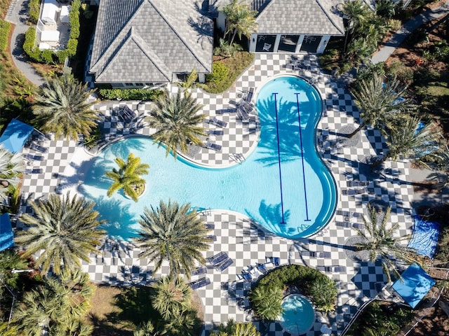bird's eye view of a pool