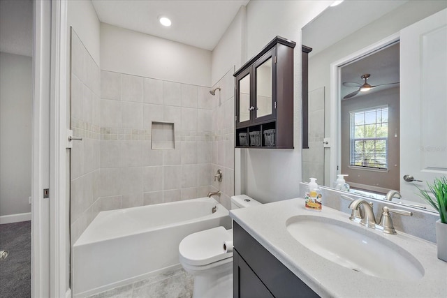 6250 Grandview Hill Ct, Bradenton, FL 34203 - bathroom with shower / bathtub combination, toilet, and vanity
