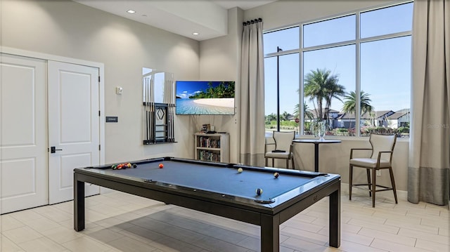 6250 Grandview Hill Ct, Bradenton, FL 34203 - rec room featuring billiards, plenty of natural light, and recessed lighting