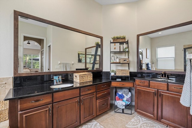 6907 47th Ct E, Ellenton, FL 34222 - full bath with vanity, ceiling fan, and tile patterned flooring