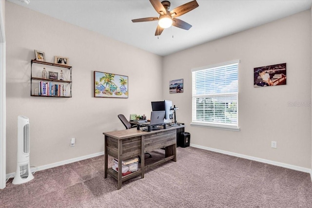 16411 62nd Gln E, Parrish, FL 34219 - carpeted office space with a ceiling fan and baseboards