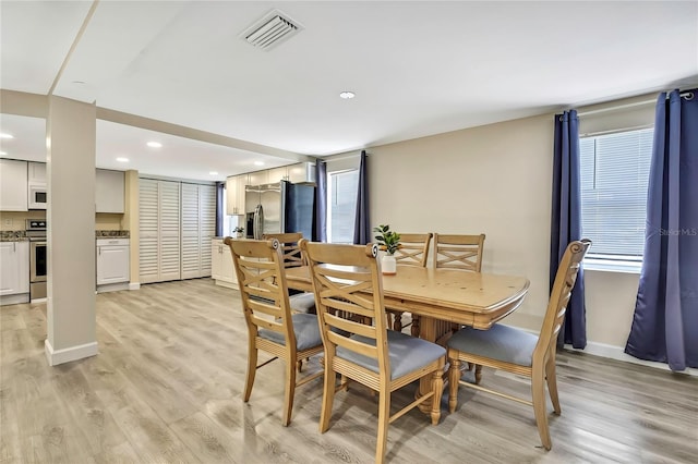 7308 Maryland Ave, Hudson, FL 34667 - dining area featuring light wood-style floors, recessed lighting, and baseboards