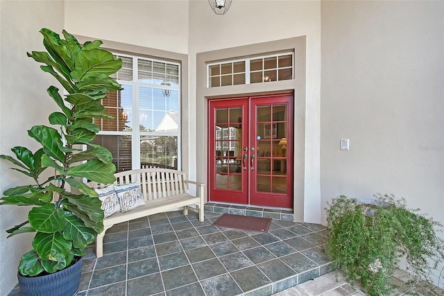 766 Shadow Bay Way, Osprey, FL 34229 - doorway to property featuring french doors and stucco siding