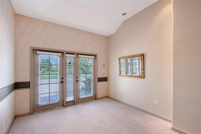 766 Shadow Bay Way, Osprey, FL 34229 - unfurnished room with carpet flooring and lofted ceiling