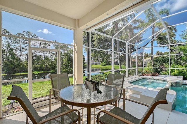 766 Shadow Bay Way, Osprey, FL 34229 - sunroom with a hot tub