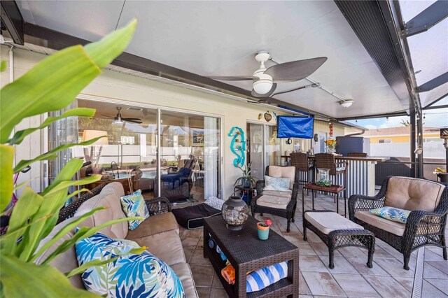 5808 SW 1st Pl, Cape Coral, FL 33914 - view of patio featuring outdoor lounge area and ceiling fan