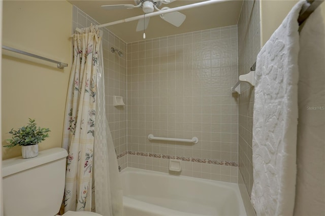 5039 Kestral Park Dr Unit 67, Sarasota, FL 34231 - full bath featuring toilet, shower / tub combo, and a ceiling fan