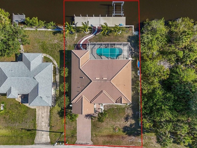 3620 Como St, Port Charlotte, FL 33948 - view from above of property featuring property boundaries highlighted and a pool area