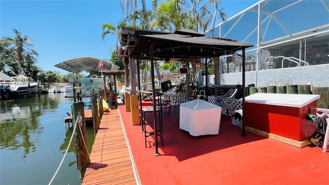 409 Bryn Mawr Is, Bradenton, FL 34207 - dock area featuring boat lift and a water view