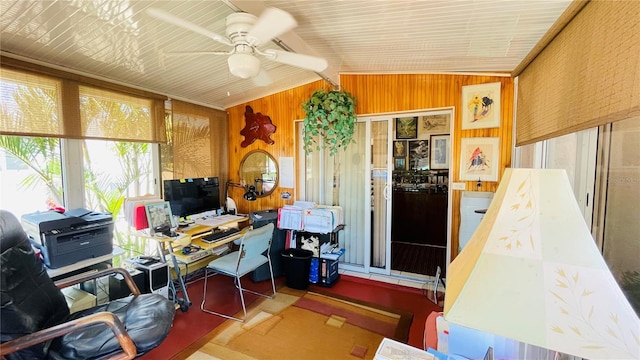 409 Bryn Mawr Is, Bradenton, FL 34207 - office area with ceiling fan and wooden walls