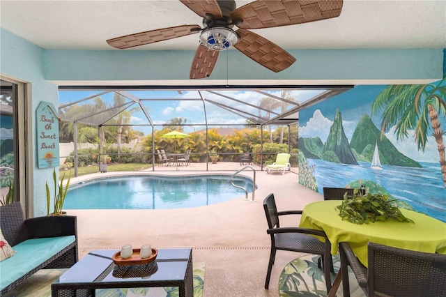 2801 Dalhart Ave, North Port, FL 34286 - swimming pool featuring a patio and a ceiling fan