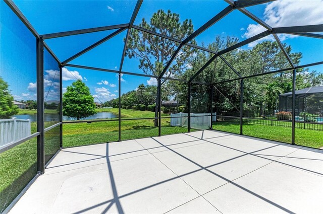 11811 Fennemore Way, Parrish, FL 34219 - view of patio featuring a water view and glass enclosure