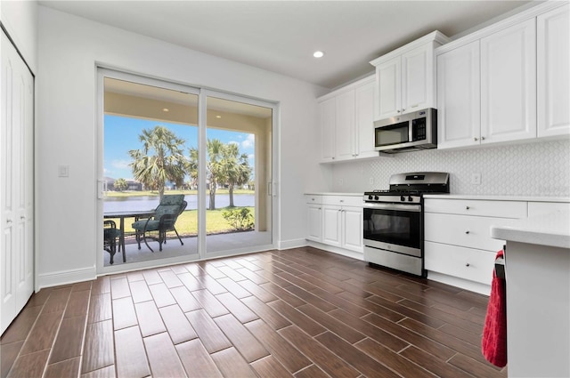 10926 Sand Pine Ln, Parrish, FL 34219 - kitchen with appliances with stainless steel finishes, light countertops, dark wood finished floors, baseboards, and recessed lighting