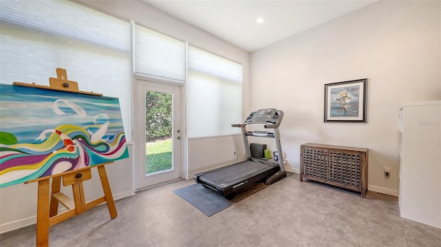 6721 Oak Manor Dr, Lakewood Ranch, FL 34202 - workout area featuring baseboards