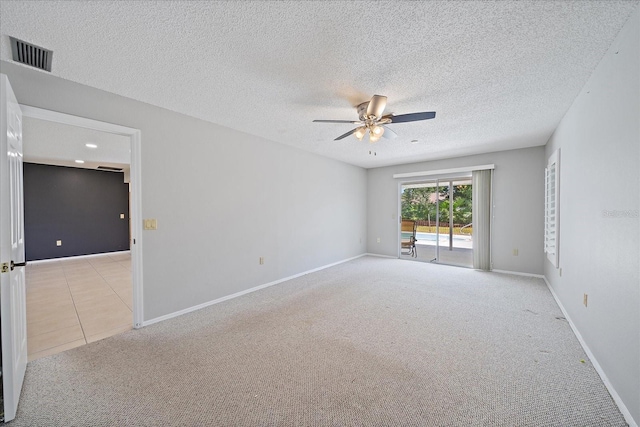 3335 Meadow Run Ter, Venice, FL 34293 - empty room featuring ceiling fan, light carpet, baseboards, and a textured ceiling