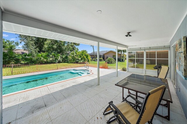 3335 Meadow Run Ter, Venice, FL 34293 - view of pool featuring a patio and a lawn