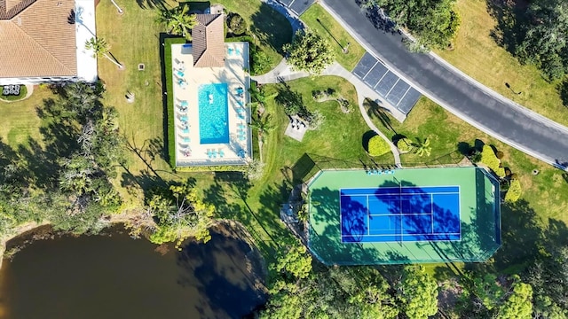 8755 Olde Hickory Ave Unit 7105, Sarasota, FL 34238 - aerial view of a pool area and a large body of water