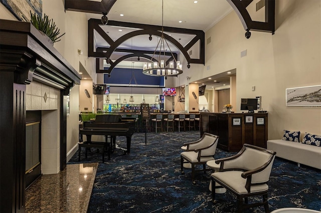 8755 Olde Hickory Ave Unit 7105, Sarasota, FL 34238 - lobby with a towering ceiling, recessed lighting, and ornamental molding