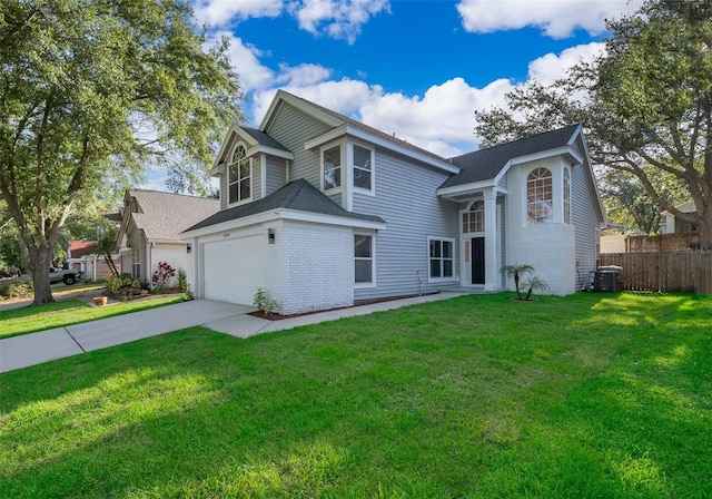 1839 Cranberry Isles Way, Apopka, FL 32712 - traditional-style home featuring brick siding, a garage, driveway, and cooling unit