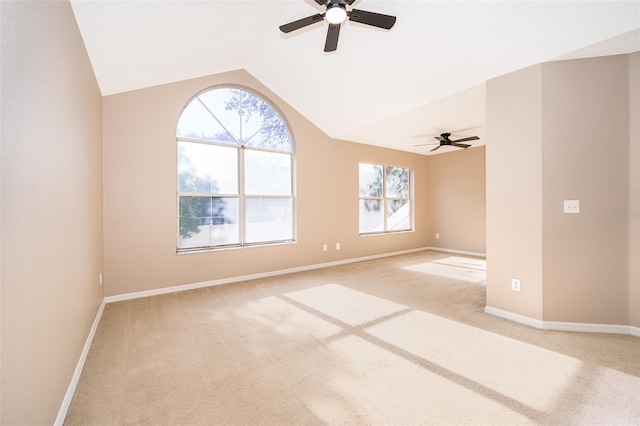 1839 Cranberry Isles Way, Apopka, FL 32712 - empty room with ceiling fan, light colored carpet, and lofted ceiling