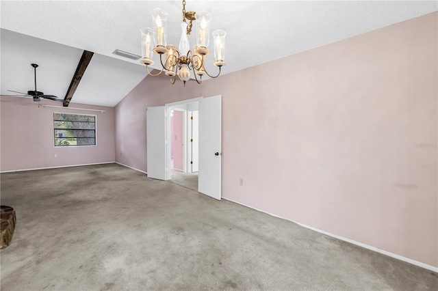 3934 Brookside Dr, Sarasota, FL 34231 - spare room with a chandelier, carpet floors, ceiling fan, and baseboards