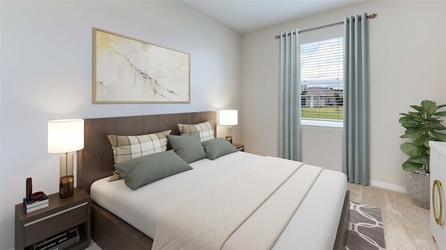 carpeted bedroom with baseboards