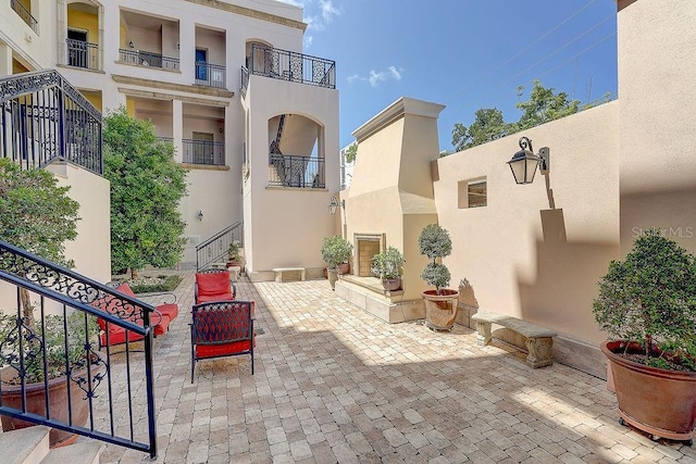 view of patio / terrace with stairway