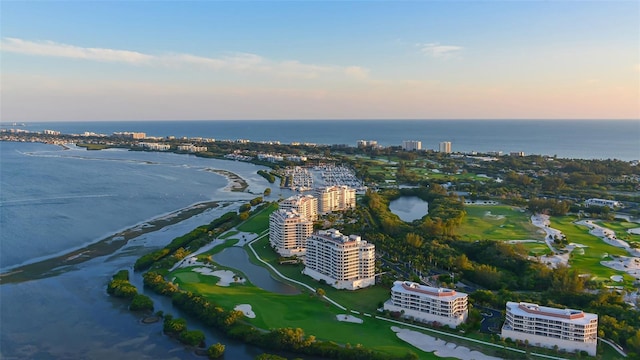 3060 Grand Bay Blvd Unit 182, Longboat Key, FL 34228 - aerial view at dusk of a water view, golf course view, and a city view