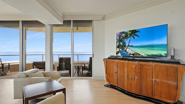 3060 Grand Bay Blvd Unit 182, Longboat Key, FL 34228 - living room featuring light wood-style floors and ornamental molding