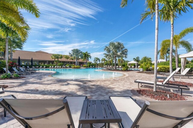 community pool featuring a patio area