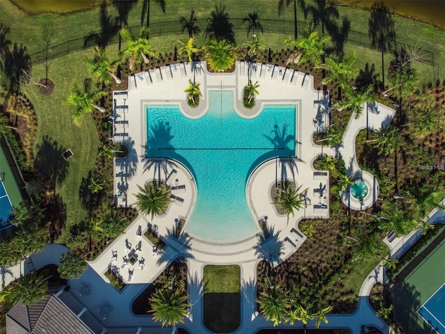 5770 Long Shore Loop, Sarasota, FL 34238 - drone / aerial view of a pool area