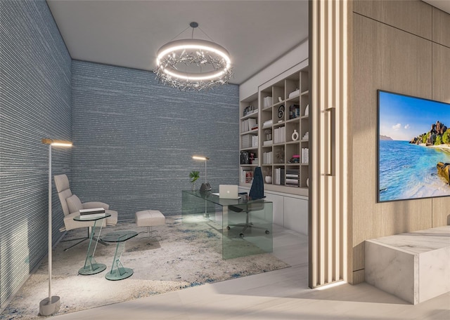 555 Quay Cmn Unit 1005, Sarasota, FL 34236 - office area with a chandelier and built in features