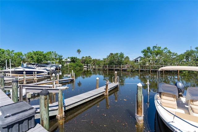 709 Sorrento Inlt Unit 709, Nokomis, FL 34275 - dock area featuring a water view and view of wooded area