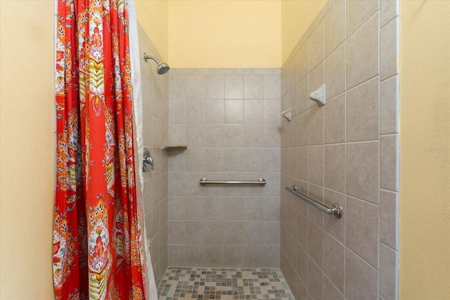 bathroom featuring a shower stall