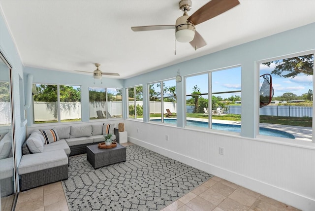 4708 26th Ave W, Bradenton, FL 34209 - sunroom / solarium with a ceiling fan and an outdoor hangout area