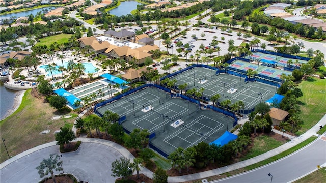 17725 Northwood Pl, Bradenton, FL 34202 - aerial view of residential area featuring a pool and a nearby body of water