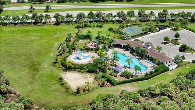12728 Lateral Root Dr, Sarasota, FL 34238 - drone / aerial view of a pool area
