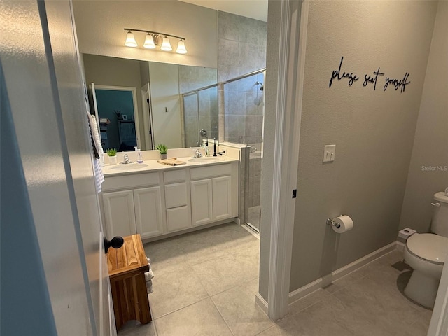 10962 High Noon Trl, Parrish, FL 34219 - bathroom with a shower stall, tile patterned flooring, and toilet