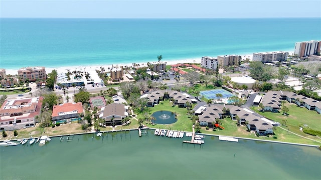 aerial view of property's location featuring a nearby body of water