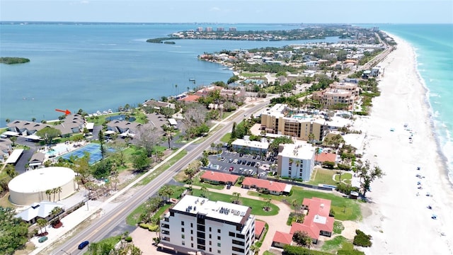 drone / aerial view of unending shoreline
