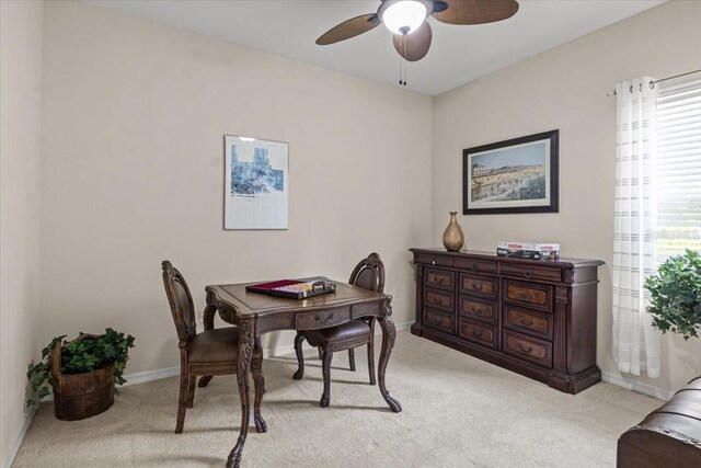 4402 Natures Reach Ter, Parrish, FL 34219 - office space featuring light carpet, ceiling fan, and baseboards