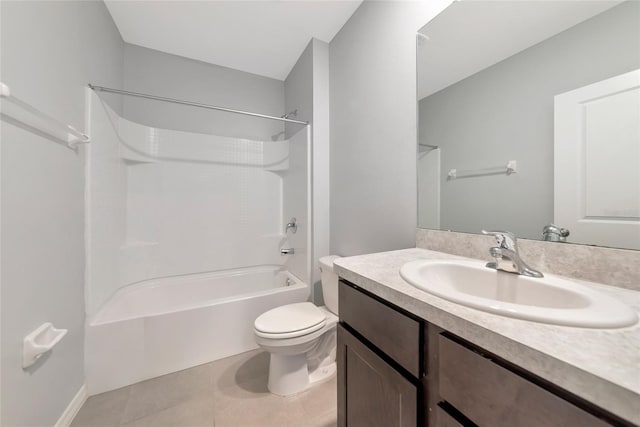 12712 Dusty Trail Dr, Sarasota, FL 34238 - bathroom with vanity, toilet, shower / washtub combination, and tile patterned floors
