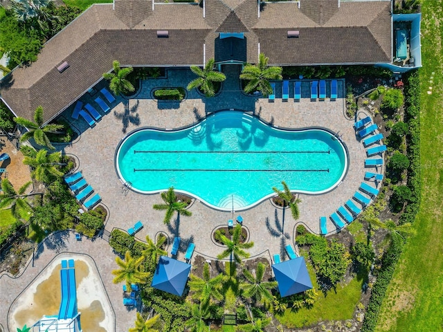 12712 Dusty Trail Dr, Sarasota, FL 34238 - drone / aerial view of a pool area
