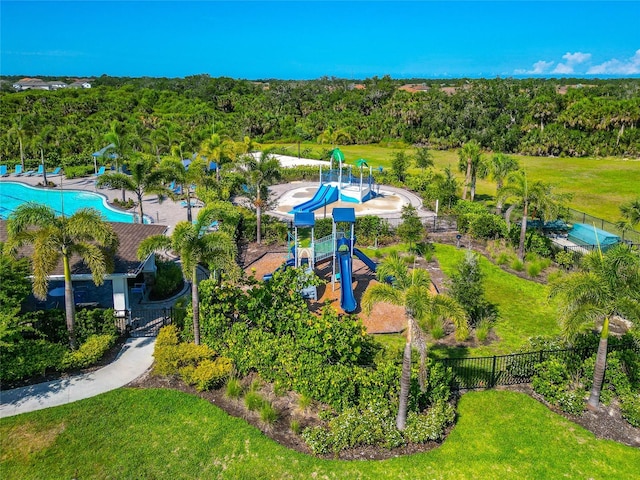 12712 Dusty Trail Dr, Sarasota, FL 34238 - drone / aerial view of a pool area